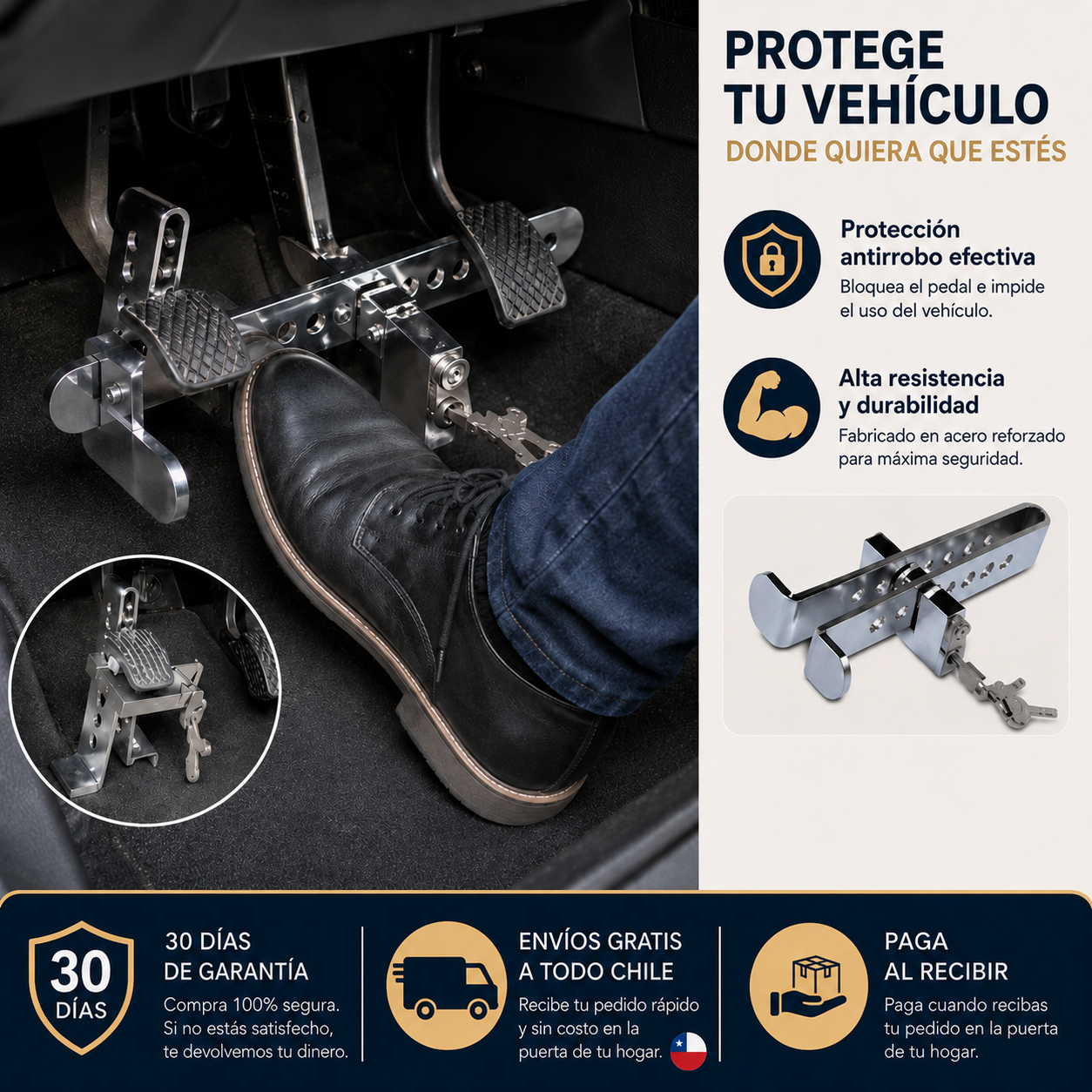 Traba Pedal Para Auto Antirrobo - Doble Protección para tu Auto y tu Tranquilidad