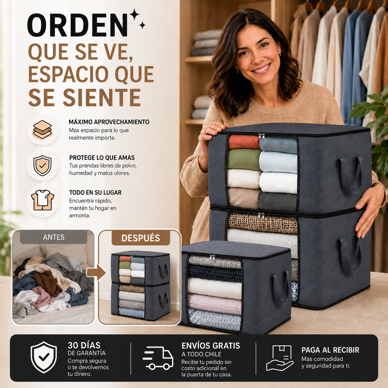 Organizadora de ropa - Convierte cualquier rincón en espacio útil y ordenado