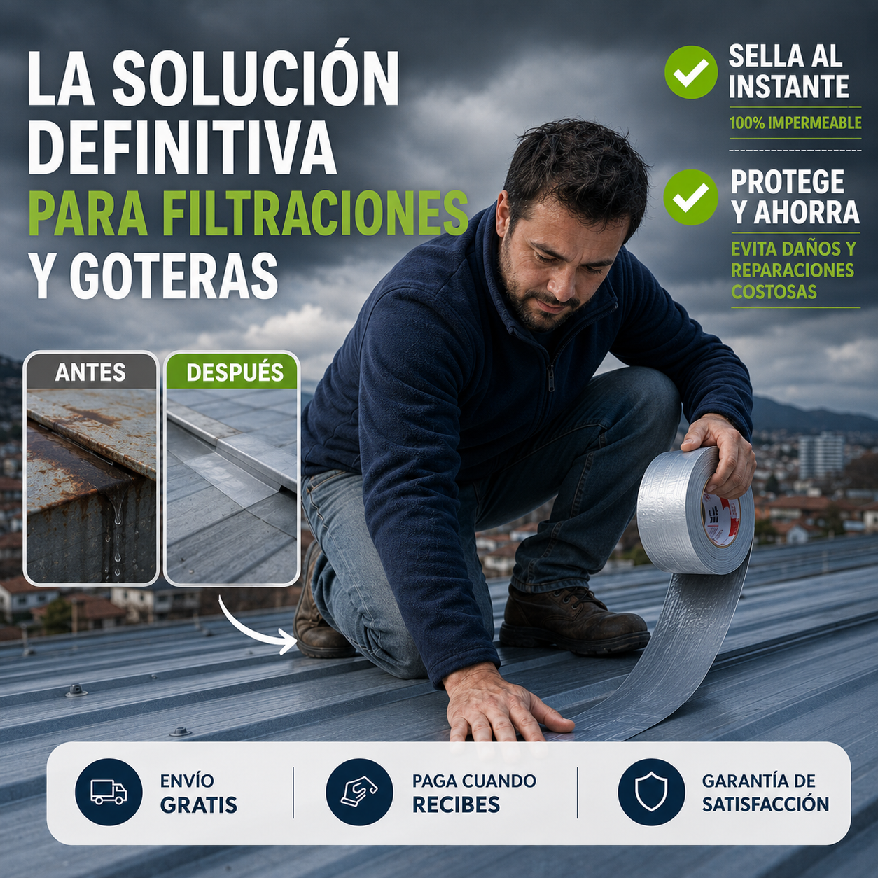 Cinta impermeable  selladora - Sella fugas antes que arruinen tu casa