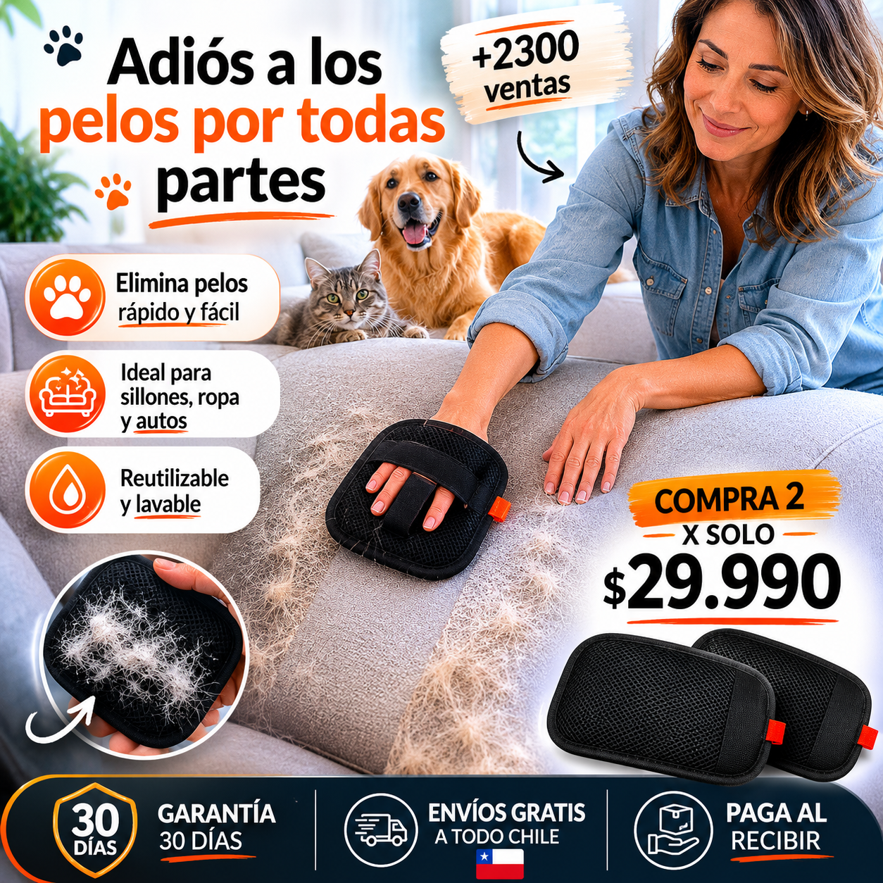 Guantes quita pelos - Elimina pelos de mascotas en segundos